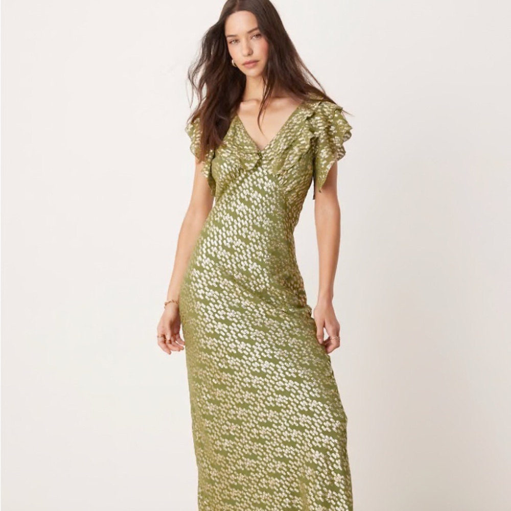 Never Fully Dressed Olive Jacquard Tilda Dress